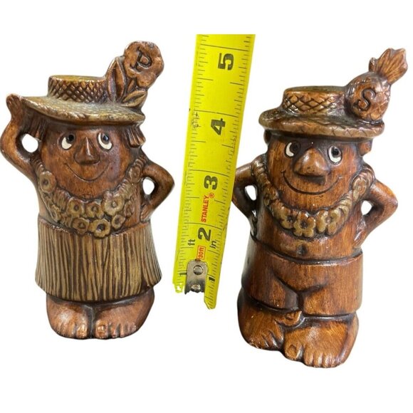 Vintage TIKI Man and Woman Salt Pepper Shaker Set - Made in USA. No Stoppers - Picture 8 of 9